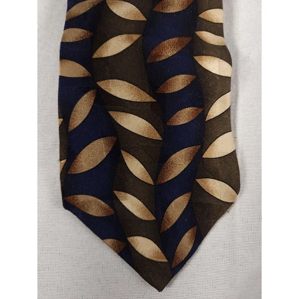 Ashberry Men’s Tie 100% Silk‎ Made in USA blue green Gold